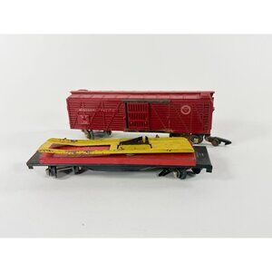 Vintage American Flyer S Gauge Auto Unloading Car & 7 Missouri Pacific boxcar